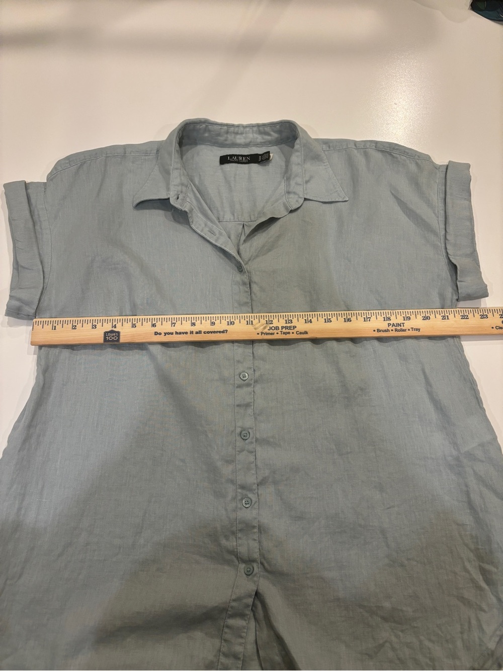 Lauren Ralph Lauren Pale Blue‎ Linen Button-Front Tunic - Picture 5 of 7